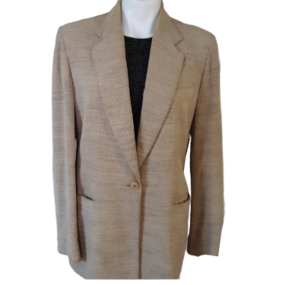 Emanuel Emanuel Ungaro Beige Single Button Blazer Sz. 8 - Picture 1 of 7